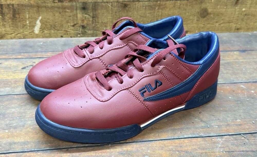 Fila Original Fitness Size 10 Red Navy Leather Sneakers